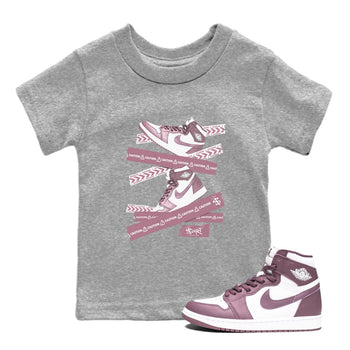 Air Jordan 1 Mauve shirt to match jordans Caution Tape sneaker matching t-shirt Jordan 1 High OG Mauve SNRT Sneaker Release Tees Baby Toddler Heather Grey 1 T-Shirt
