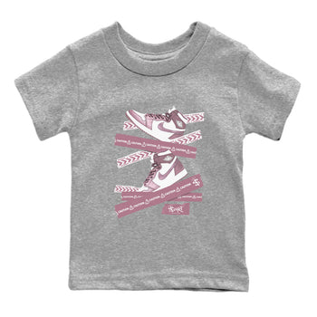 Air Jordan 1 Mauve shirt to match jordans Caution Tape sneaker matching t-shirt Jordan 1 High OG Mauve SNRT Sneaker Release Tees Baby Toddler Heather Grey 2 T-Shirt