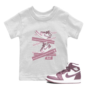 Air Jordan 1 Mauve shirt to match jordans Caution Tape sneaker matching t-shirt Jordan 1 High OG Mauve SNRT Sneaker Release Tees Baby Toddler White 1 T-Shirt