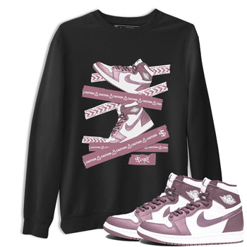 Air Jordan 1 Mauve shirt to match jordans Caution Tape sneaker matching t-shirt Jordan 1 High OG Mauve SNRT Sneaker Release Tees Unisex Black 1 T-Shirt