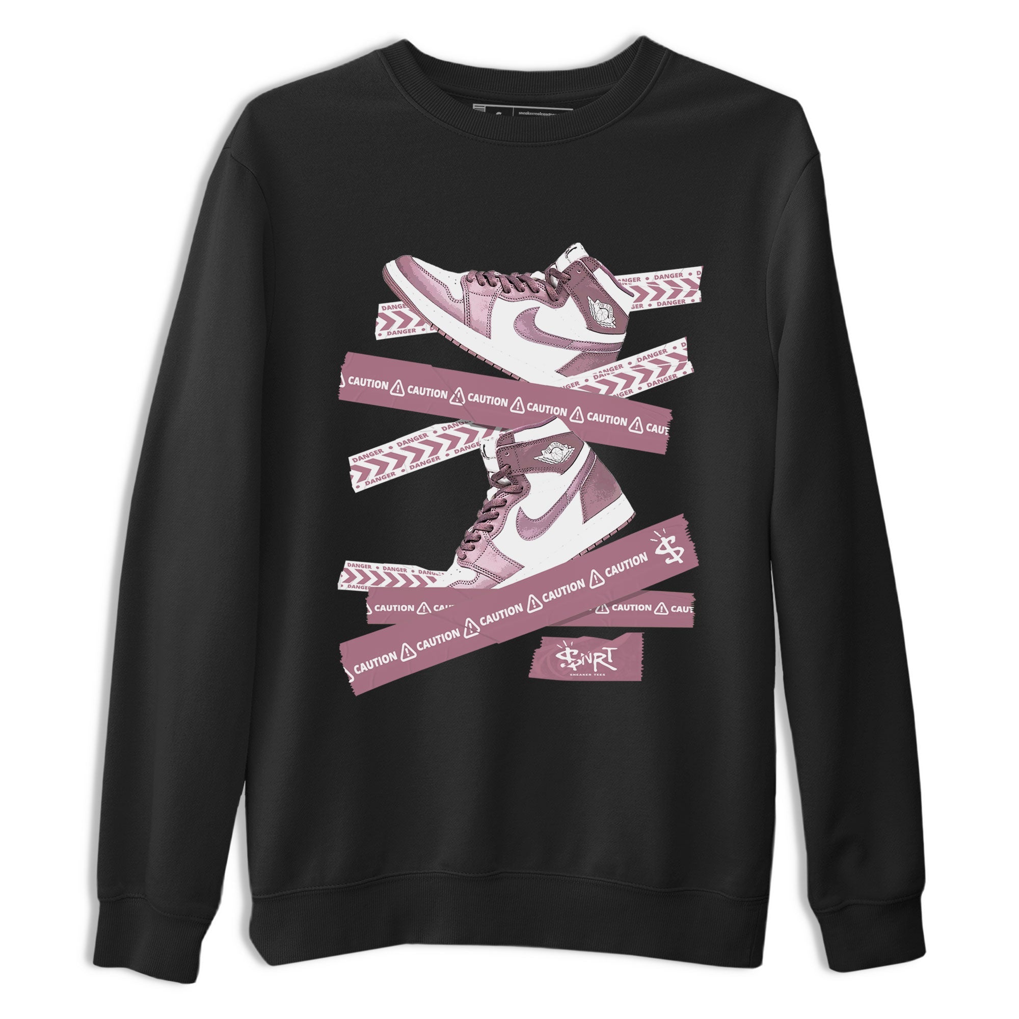 Air Jordan 1 Mauve shirt to match jordans Caution Tape sneaker matching t-shirt Jordan 1 High OG Mauve SNRT Sneaker Release Tees Unisex Black 2 T-Shirt