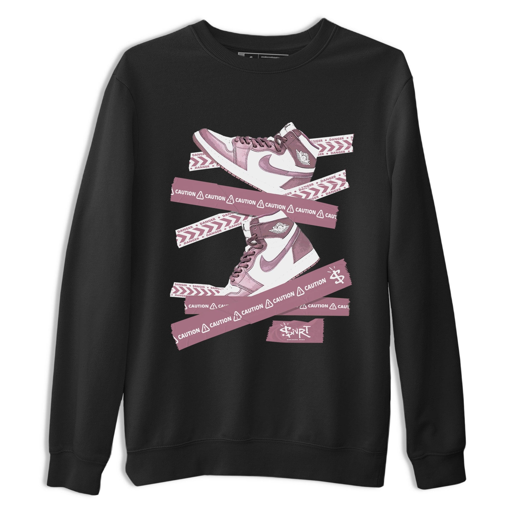 Air Jordan 1 Mauve shirt to match jordans Caution Tape sneaker matching t-shirt Jordan 1 High OG Mauve SNRT Sneaker Release Tees Unisex Black 2 T-Shirt