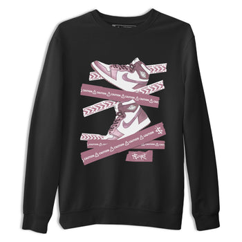 Air Jordan 1 Mauve shirt to match jordans Caution Tape sneaker matching t-shirt Jordan 1 High OG Mauve SNRT Sneaker Release Tees Unisex Black 2 T-Shirt