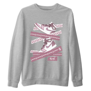 Air Jordan 1 Mauve shirt to match jordans Caution Tape sneaker matching t-shirt Jordan 1 High OG Mauve SNRT Sneaker Release Tees Unisex Heather Grey 2 T-Shirt