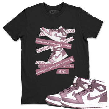 Air Jordan 1 Mauve shirt to match jordans Caution Tape sneaker matching t-shirt Jordan 1 High OG Mauve SNRT Sneaker Release Tees Unisex Black 1 T-Shirt
