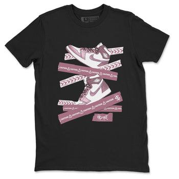 Air Jordan 1 Mauve shirt to match jordans Caution Tape sneaker matching t-shirt Jordan 1 High OG Mauve SNRT Sneaker Release Tees Unisex Black 2 T-Shirt