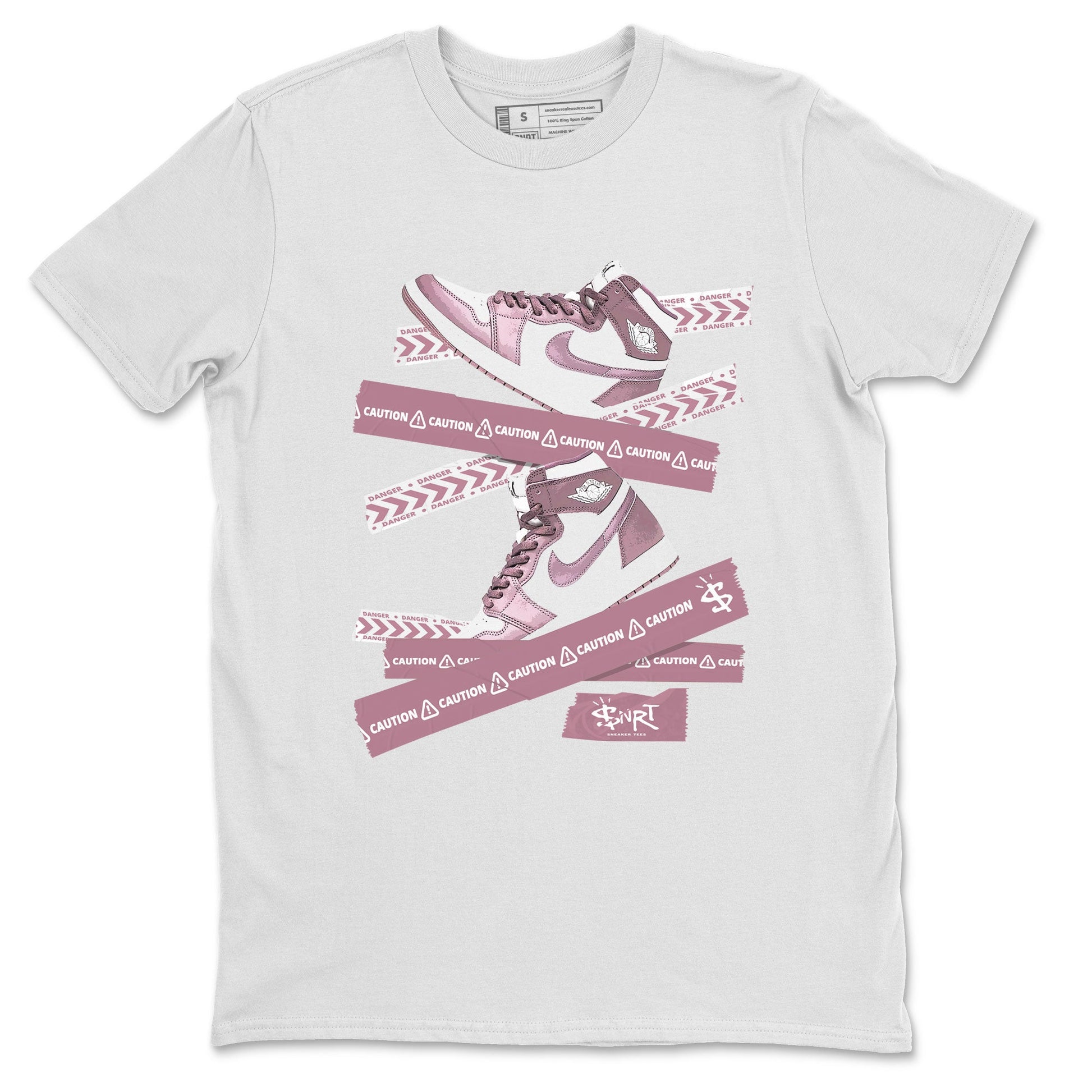 Air Jordan 1 Mauve shirt to match jordans Caution Tape sneaker matching t-shirt Jordan 1 High OG Mauve SNRT Sneaker Release Tees Unisex White 2 T-Shirt