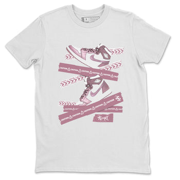 Air Jordan 1 Mauve shirt to match jordans Caution Tape sneaker matching t-shirt Jordan 1 High OG Mauve SNRT Sneaker Release Tees Unisex White 2 T-Shirt