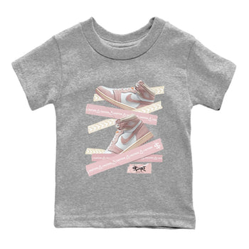 Air Jordan 1 Washed Pink Sneaker Match Tees Caution Tape Sneaker Tees Air Jordan 1 High OG WMNS Washed Pink Sneaker Release Tees Kids Shirts Heather Grey 2