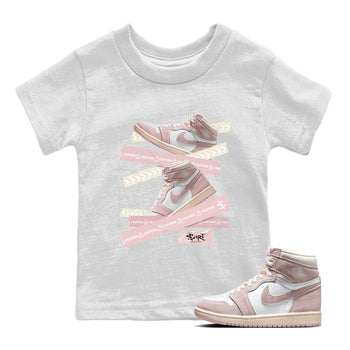 Air Jordan 1 Washed Pink Sneaker Match Tees Caution Tape Sneaker Tees Air Jordan 1 High OG WMNS Washed Pink Sneaker Release Tees Kids Shirts White 1