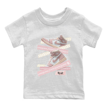 Air Jordan 1 Washed Pink Sneaker Match Tees Caution Tape Sneaker Tees Air Jordan 1 High OG WMNS Washed Pink Sneaker Release Tees Kids Shirts White 2