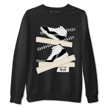 Air Jordan 11 Gratitude shirt to match jordans Caution Tape sneaker tees AJ11 Gratitude SNRT Sneaker Tees Casual Crew Neck T-Shirt Unisex Black 2 T-Shirt