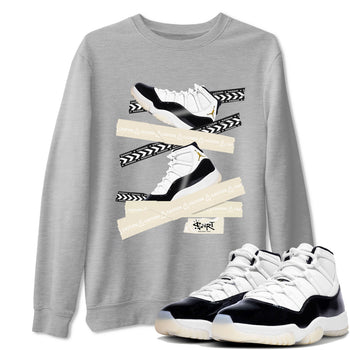 Air Jordan 11 Gratitude shirt to match jordans Caution Tape sneaker tees AJ11 Gratitude SNRT Sneaker Tees Casual Crew Neck T-Shirt Unisex Heather Grey 1 T-Shirt