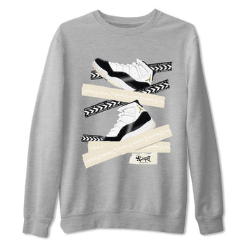 Air Jordan 11 Gratitude shirt to match jordans Caution Tape sneaker tees AJ11 Gratitude SNRT Sneaker Tees Casual Crew Neck T-Shirt Unisex Heather Grey 2 T-Shirt