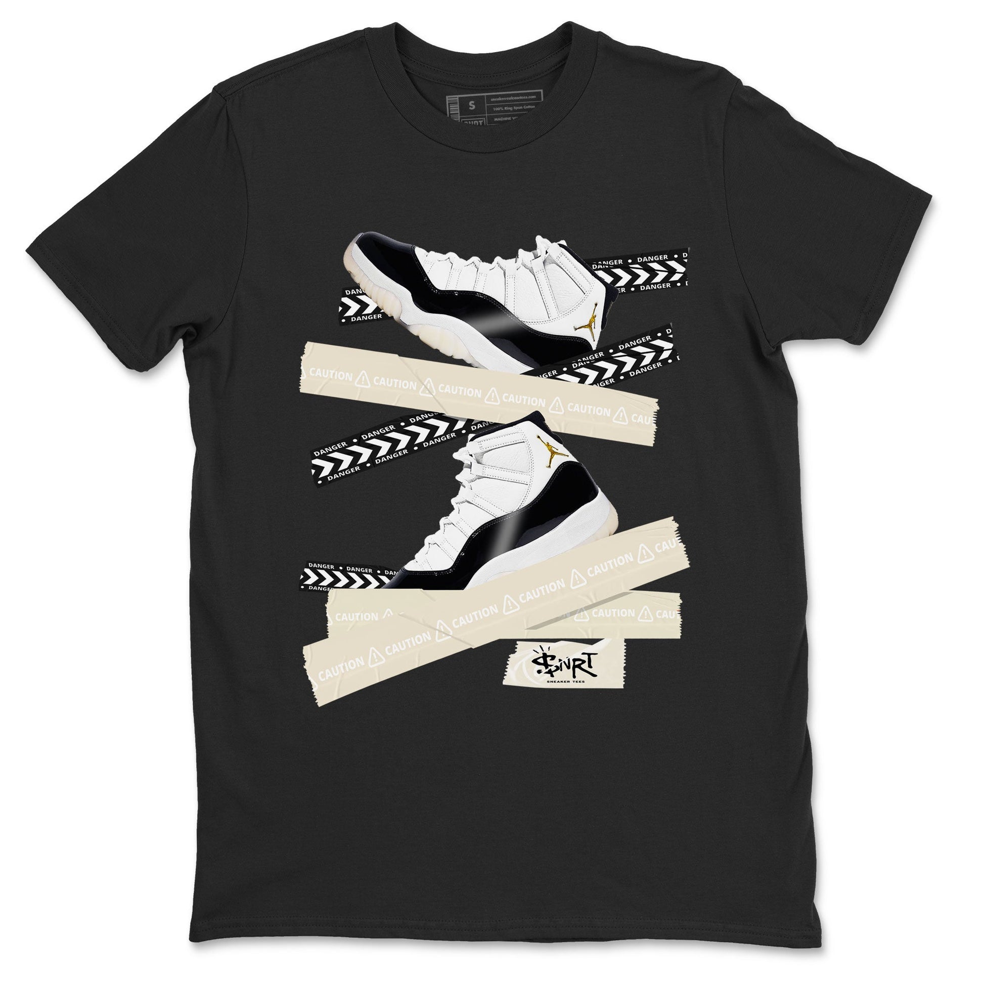 Air Jordan 11 Gratitude shirt to match jordans Caution Tape sneaker tees AJ11 Gratitude SNRT Sneaker Tees Casual Crew Neck T-Shirt Unisex Black 2 T-Shirt