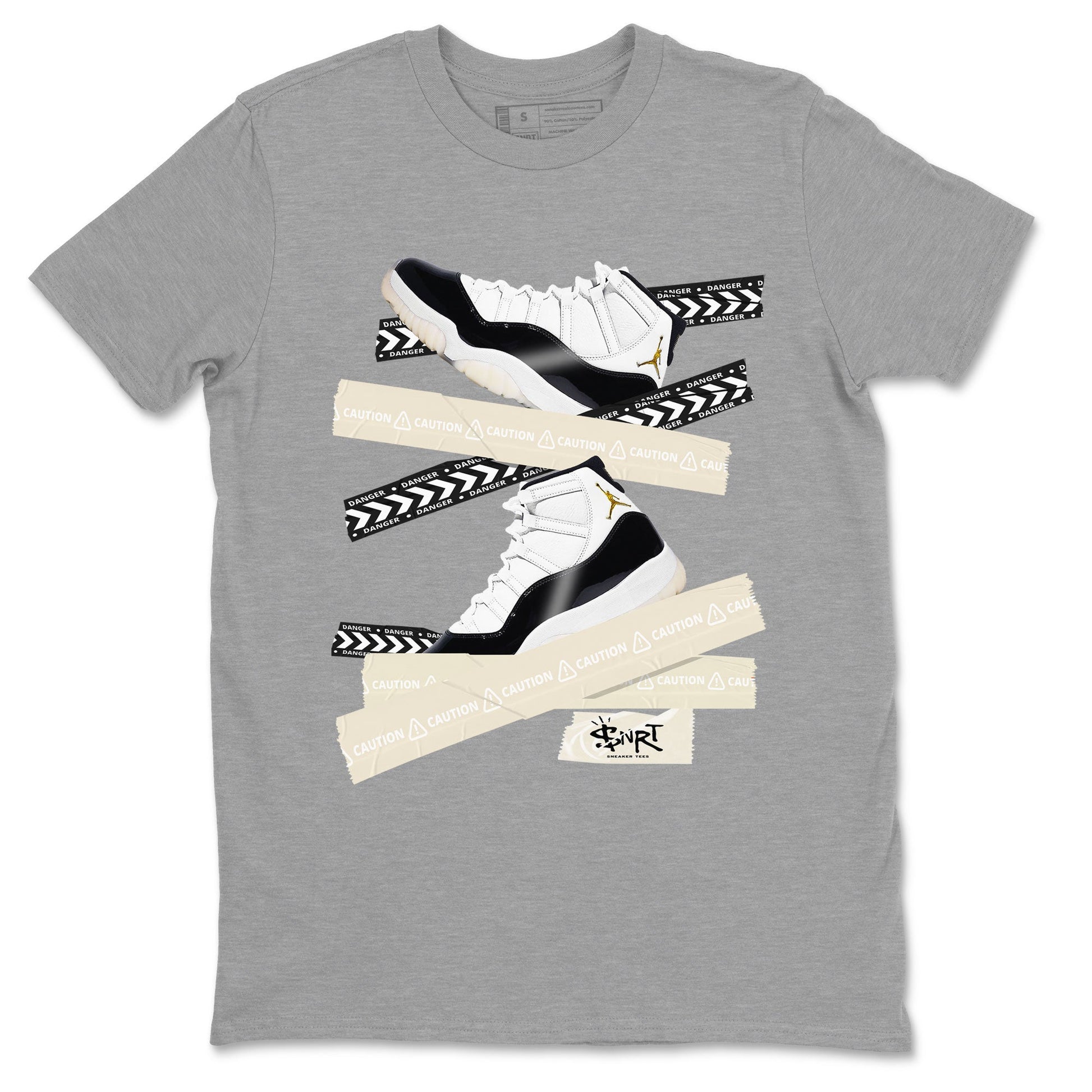 Air Jordan 11 Gratitude shirt to match jordans Caution Tape sneaker tees AJ11 Gratitude SNRT Sneaker Tees Casual Crew Neck T-Shirt Unisex Heather Grey 2 T-Shirt