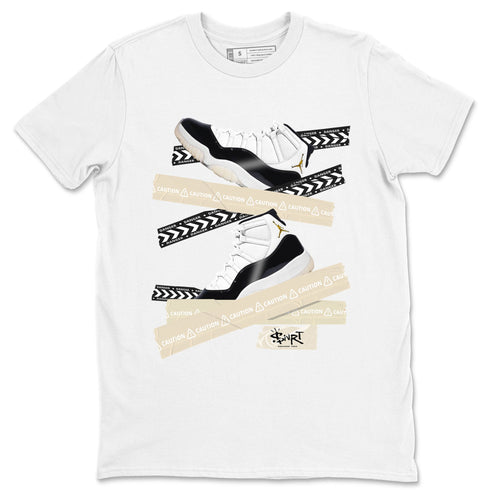 Air Jordan 11 Gratitude shirt to match jordans Caution Tape sneaker tees AJ11 Gratitude SNRT Sneaker Tees Casual Crew Neck T-Shirt Unisex White 2 T-Shirt