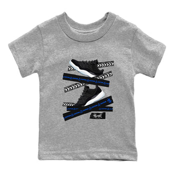 Air Jordan 11 Low Space shirt to match jordans Caution Tape sneaker tees Air Jordan 11 Black/Varsity Royal SNRT Sneaker Release Tees Streetwear baby toddler Heather Grey 2 cotton Shirt