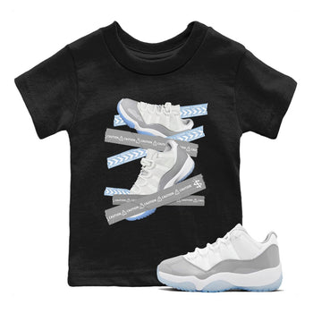 Air Jordan 11 White Cement Sneaker Match Tees Caution Tape Sneaker Tees Air Jordan 11 Cement Grey Sneaker Release Tees Kids Shirts Black 1