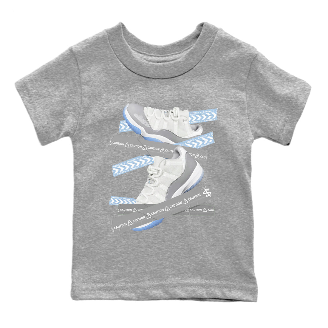 Air Jordan 11 White Cement Sneaker Match Tees Caution Tape Sneaker Tees Air Jordan 11 Cement Grey Sneaker Release Tees Kids Shirts Heather Grey 2