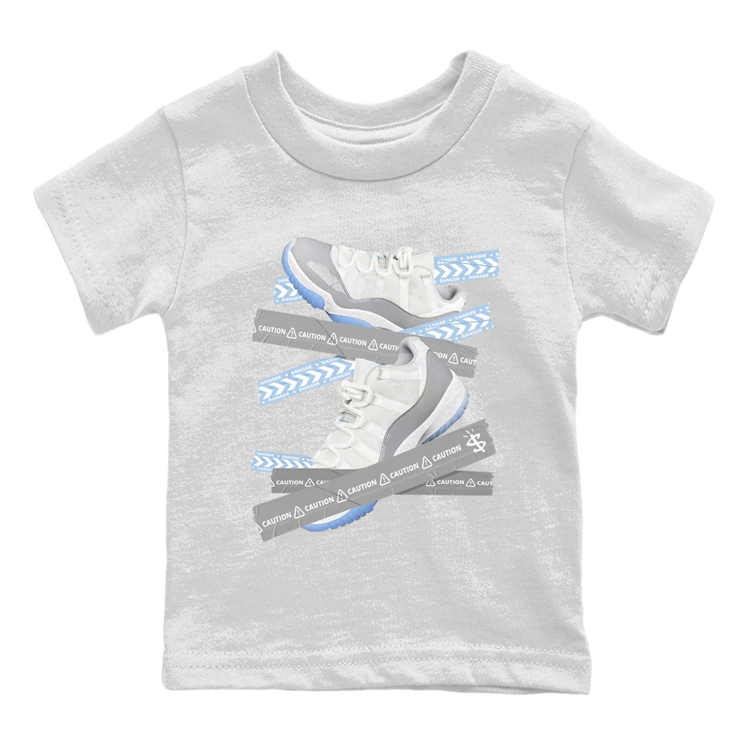 Air Jordan 11 White Cement Sneaker Match Tees Caution Tape Sneaker Tees Air Jordan 11 Cement Grey Sneaker Release Tees Kids Shirts White 2