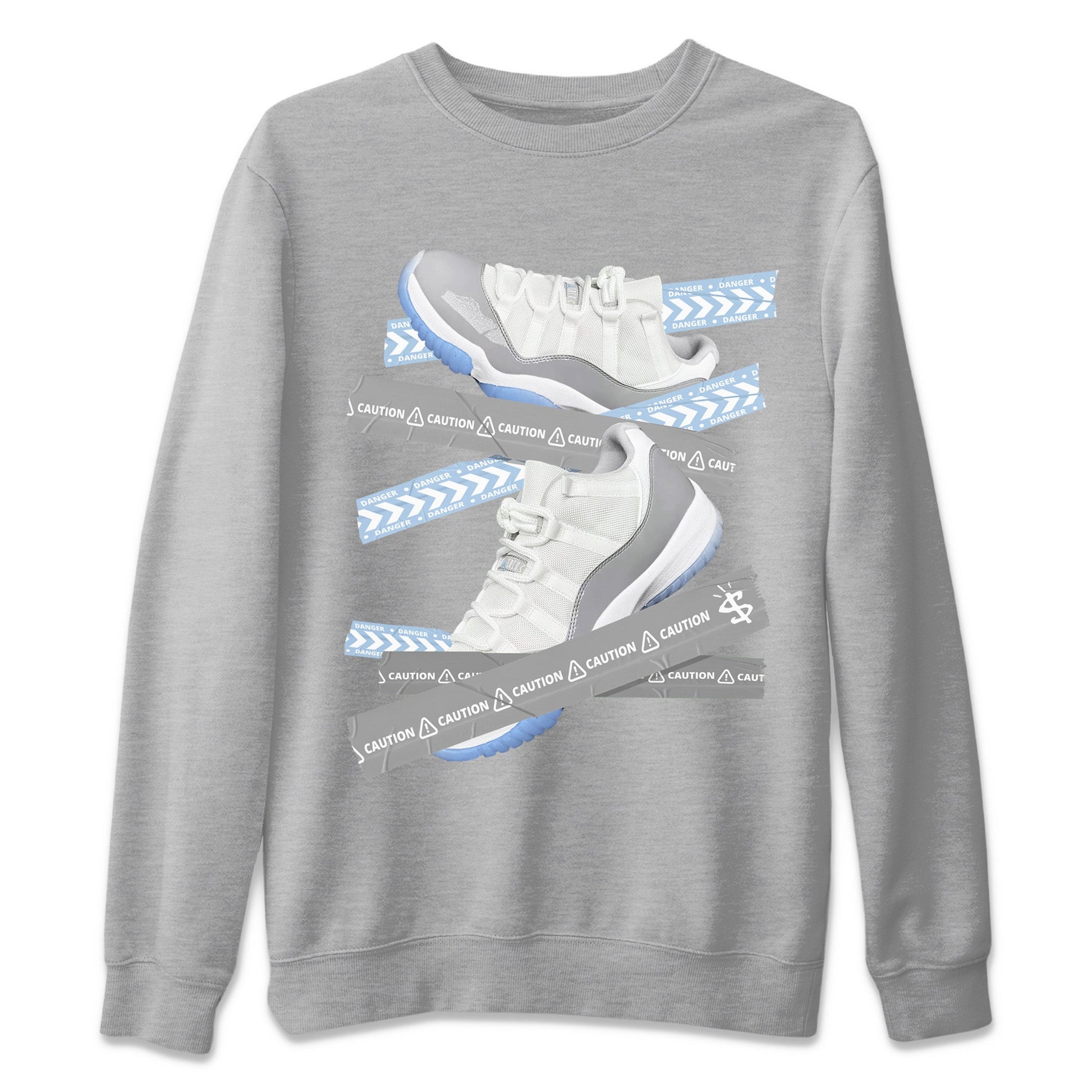 Air Jordan 11 White Cement Sneaker Match Tees Caution Tape Sneaker Tees Air Jordan 11 Cement Grey Sneaker Release Tees Unisex Shirts Heather Grey 2