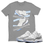 Air Jordan 11 White Cement Caution Tape Crew Neck Sneaker Tees Air Jordan 11 Cement Grey Sneaker T-Shirts Size Chart