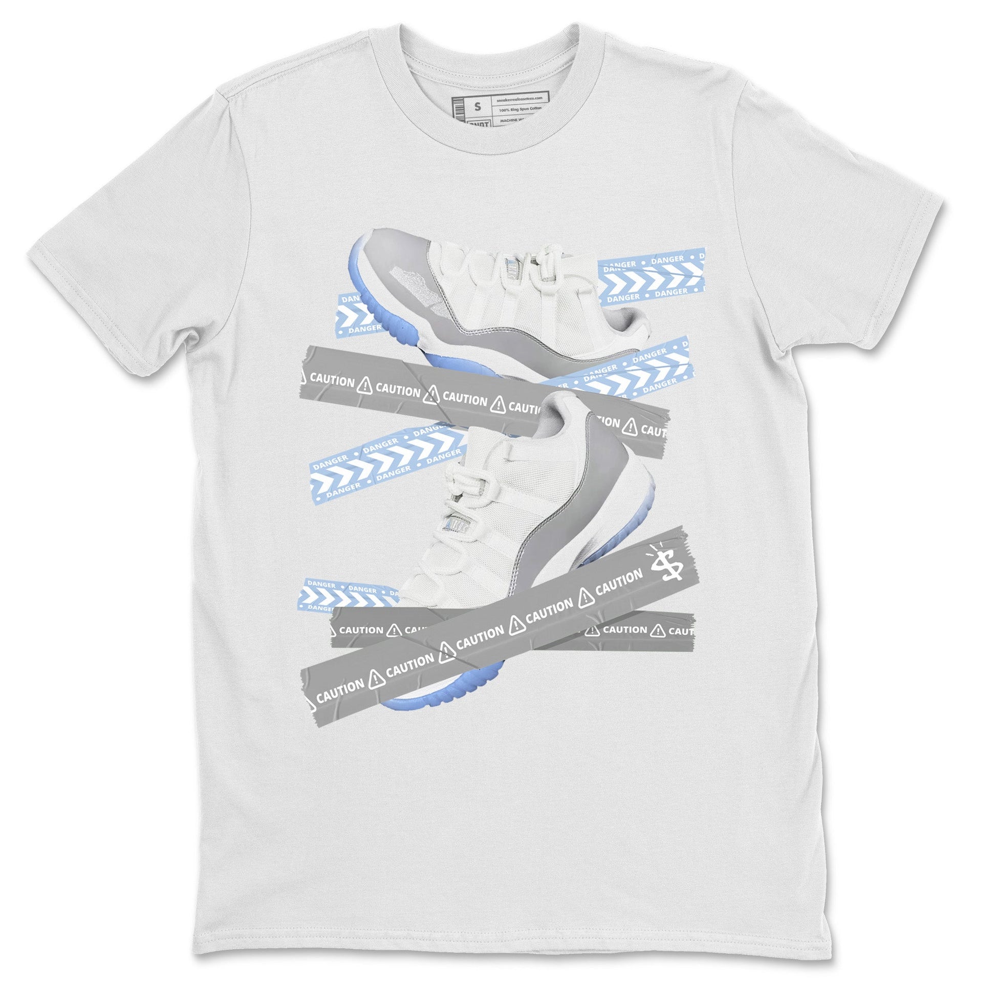 Air Jordan 11 White Cement Sneaker Match Tees Caution Tape Sneaker Tees Air Jordan 11 Cement Grey Sneaker Release Tees Unisex Shirts White 2