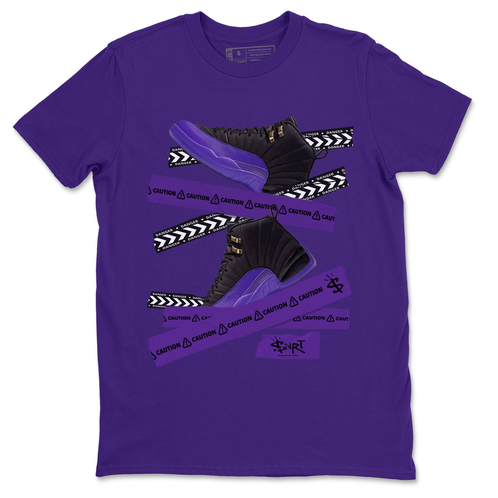 AJ12 Field Purple Sneaker Match Tees Caution Tape Sneaker Tees Air Jordan 12 Field Purple SNRT Sneaker Release Tees Unisex Shirts Purple 2