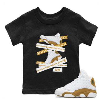 Air Jordan 13 Wheat shirt to match jordans Caution Tape sneaker tees 13 Wheat SNRT Sneaker Release Tees Baby Toddler Black 1 T-Shirt