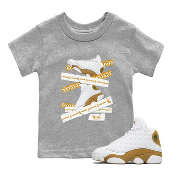 Air Jordan 13 Wheat shirt to match jordans Caution Tape sneaker tees 13 Wheat SNRT Sneaker Release Tees Baby Toddler Heather Grey 1 T-Shirt