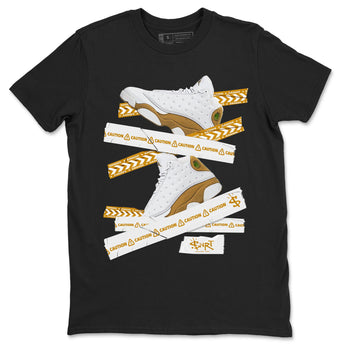 Air Jordan 13 Wheat shirt to match jordans Caution Tape sneaker tees 13 Wheat SNRT Sneaker Release Tees Unisex Black 2 T-Shirt