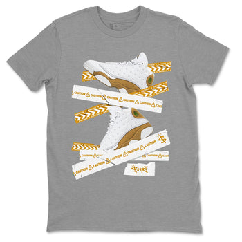 Air Jordan 13 Wheat shirt to match jordans Caution Tape sneaker tees 13 Wheat SNRT Sneaker Release Tees Unisex Heather Grey 2 T-Shirt