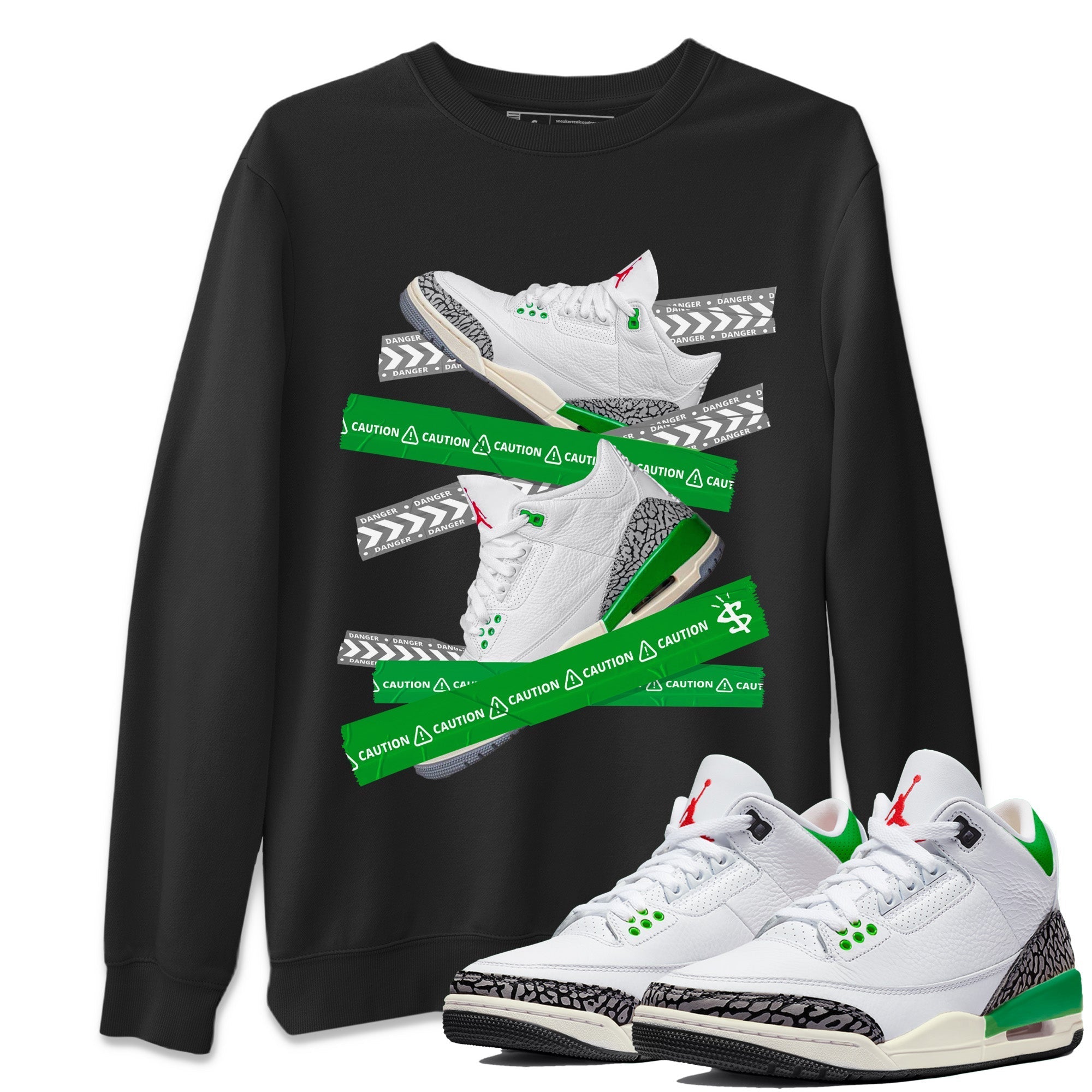 Jordan 3 Lucky Green Sneaker Match Tees Caution Tape Sneaker Tees Jordan 3 Lucky Green Sneaker Release Tees Unisex Shirts