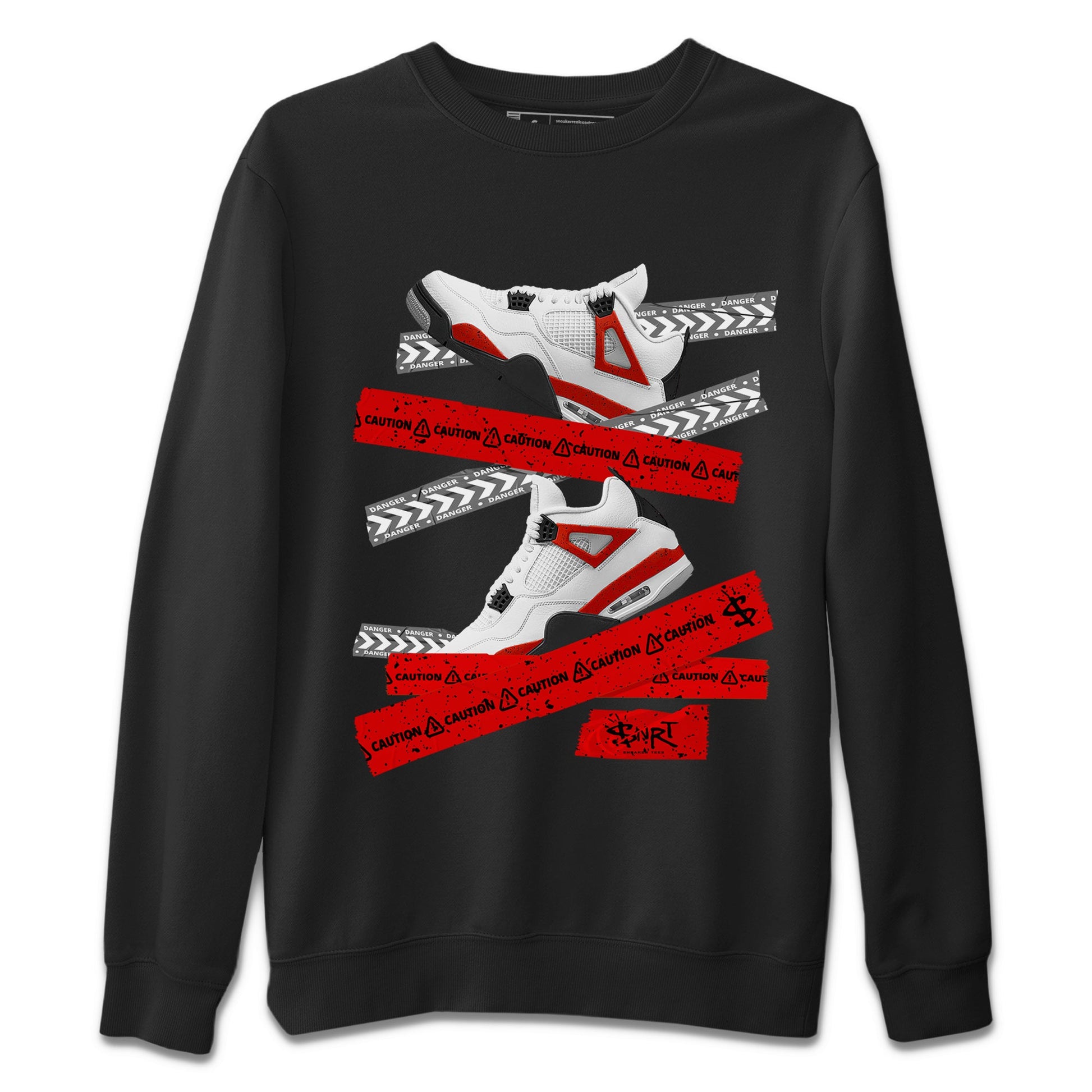 Jordan 4 Red Cement Tees Outfits Caution Tape Sneaker Tees Air Jordan 4 Red Cement Sneaker Release Tees Unisex Shirts Black 2