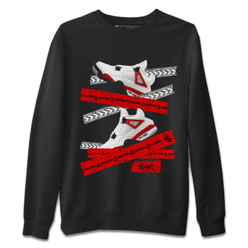 Jordan 4 Red Cement Tees Outfits Caution Tape Sneaker Tees Air Jordan 4 Red Cement Sneaker Release Tees Unisex Shirts Black 2