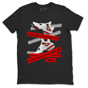Jordan 4 Red Cement Tees Outfits Caution Tape Sneaker Tees Air Jordan 4 Red Cement Sneaker Release Tees Unisex Shirts Black 2