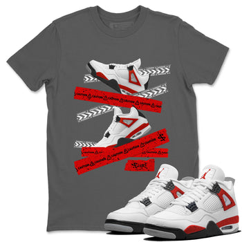 Jordan 4 Red Cement Tees Outfits Caution Tape Sneaker Tees Air Jordan 4 Red Cement Sneaker Release Tees Unisex Shirts Cool Grey 1