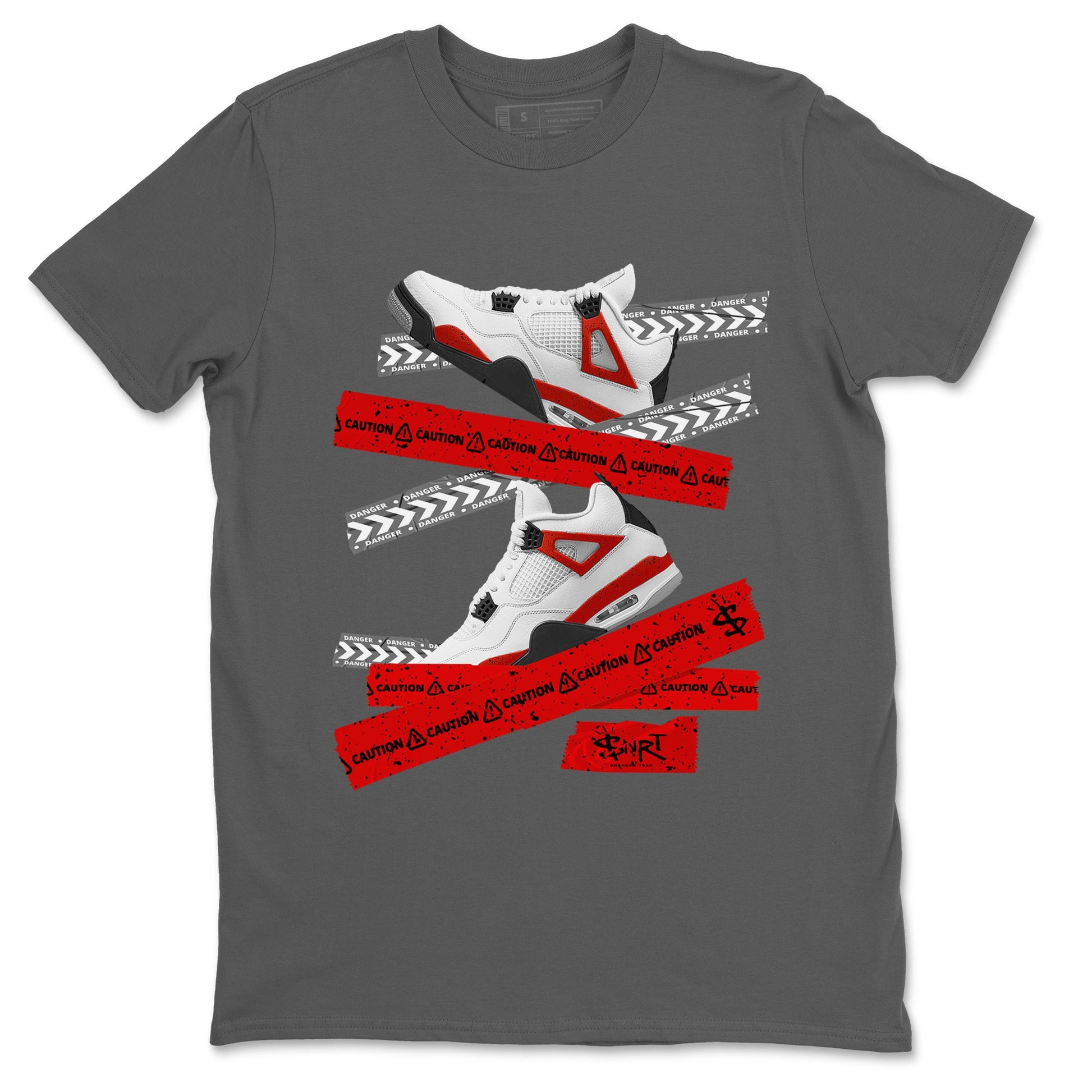 Jordan 4 Red Cement Tees Outfits Caution Tape Sneaker Tees Air Jordan 4 Red Cement Sneaker Release Tees Unisex Shirts Cool Grey 2