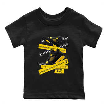 Air Jordan 4 Thunder Sneaker Match Tees Caution Tape Sneaker Tees Air Jordan 4 Retro Thunder Tee Kids Shirts Black 2