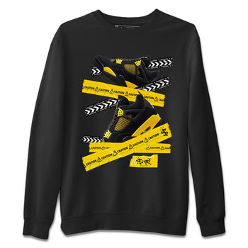 Air Jordan 4 Thunder Sneaker Match Tees Caution Tape Sneaker Tees Air Jordan 4 Retro Thunder Tee Unisex Shirts Black 2