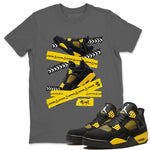 Air Jordan 4 Thunder Sneaker Match Tees Caution Tape Sneaker Tees Air Jordan 4 Retro Thunder Tee Unisex Shirts Cool Grey 1