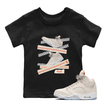 Air Jordan 5 Craft Sneaker Match Tees Caution Tape Sneaker Tees Air Jordan 5 Craft Shirt Kids Shirts Black 1