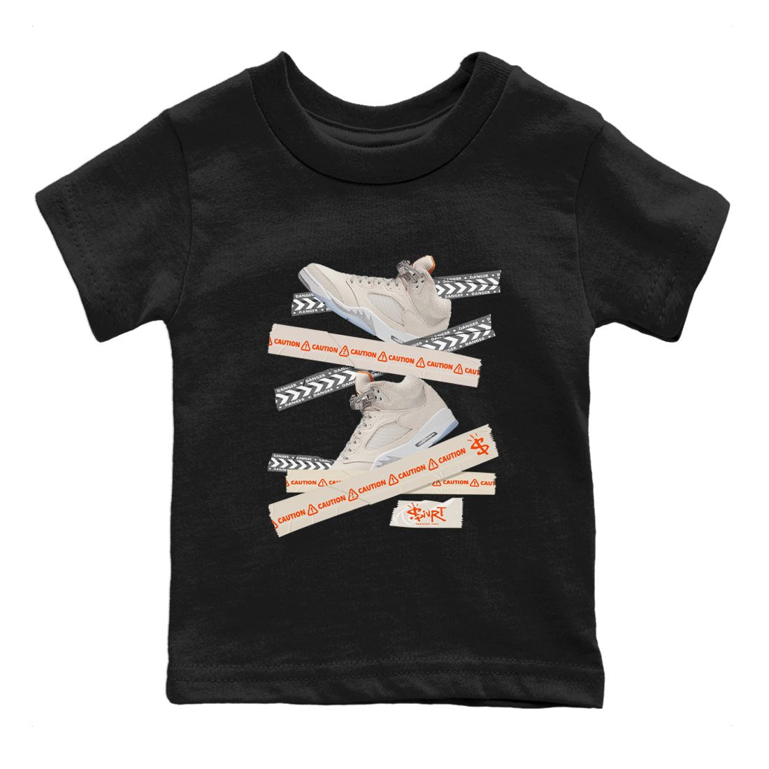 Air Jordan 5 Craft Sneaker Match Tees Caution Tape Sneaker Tees Air Jordan 5 Craft Shirt Kids Shirts Black 2
