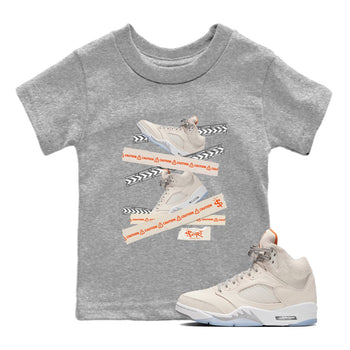 Air Jordan 5 Craft Sneaker Match Tees Caution Tape Sneaker Tees Air Jordan 5 Craft Shirt Kids Shirts Heather Grey 1