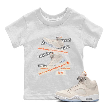 Air Jordan 5 Craft Sneaker Match Tees Caution Tape Sneaker Tees Air Jordan 5 Craft Shirt Kids Shirts White 1