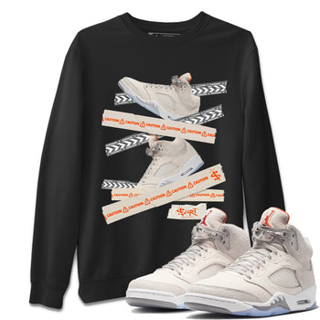 Air Jordan 5 Craft Sneaker Match Tees Caution Tape Sneaker Tees Air Jordan 5 Craft Shirt Unisex Shirts Black 1