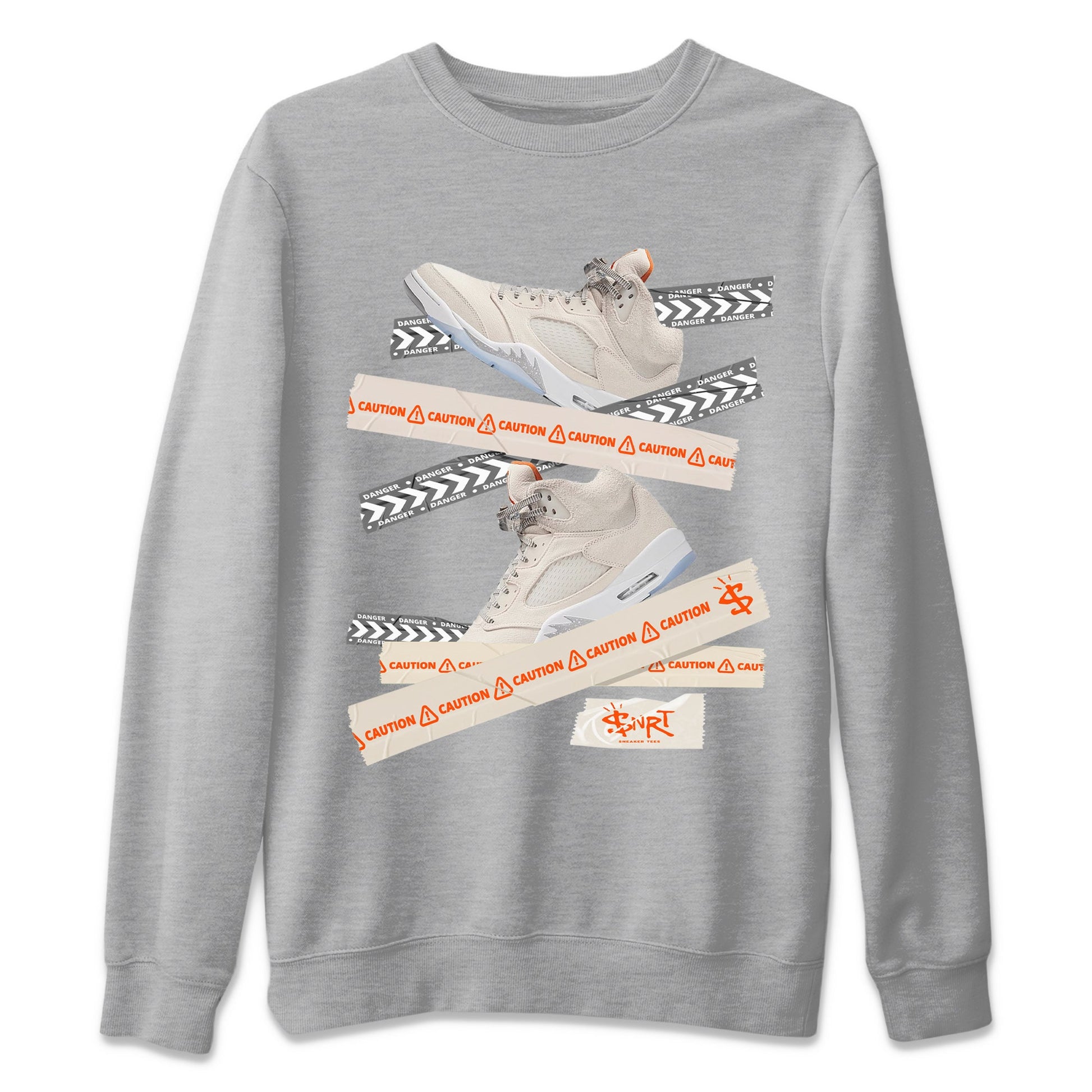 Air Jordan 5 Craft Sneaker Match Tees Caution Tape Sneaker Tees Air Jordan 5 Craft Shirt Unisex Shirts Heather Grey 2