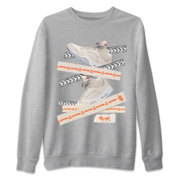 Air Jordan 5 Craft Sneaker Match Tees Caution Tape Sneaker Tees Air Jordan 5 Craft Shirt Unisex Shirts Heather Grey 2