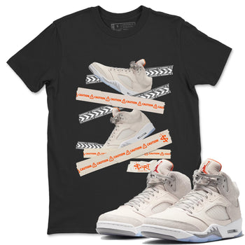 Air Jordan 5 Craft Sneaker Match Tees Caution Tape Sneaker Tees Air Jordan 5 Craft Shirt Unisex Shirts Black 1